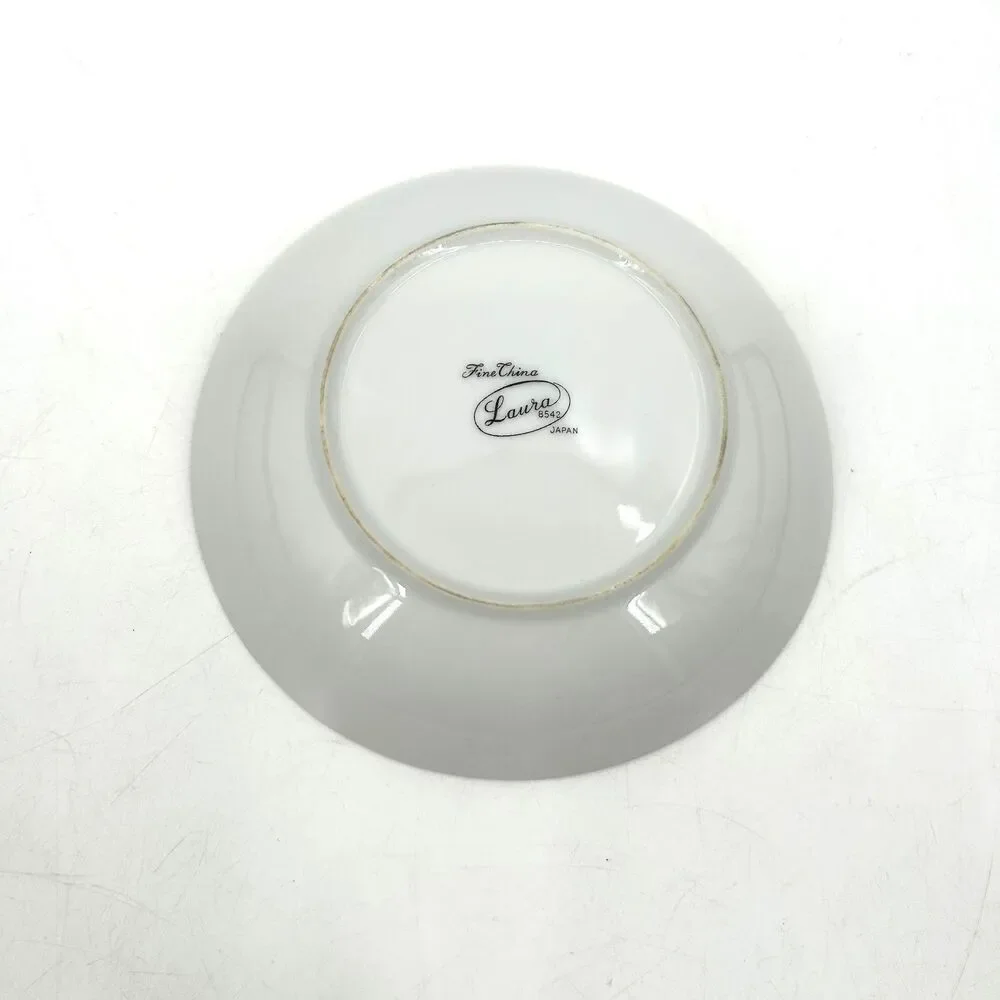 FINE CHINA JAPAN Set of 4 Vintage Laura Fruit Dessert Bowl Floral Platinum Trim